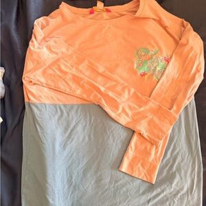EUC Lilly Pulitzer Pink and Gray Colorblock Long-Sleeve Tee